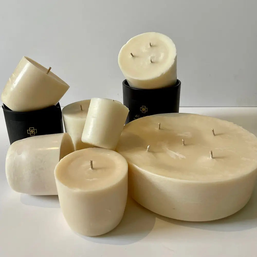 Unscented ivory wax candles in various shapes for Eco Refill Candle Pod, a similar tool for diffusers