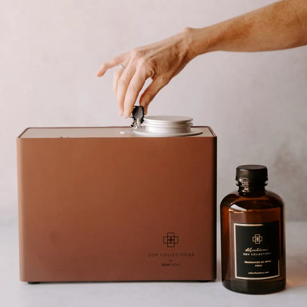 Roma Luxe home fragrance diffuser with bottle of scenting unit for elegant scenting