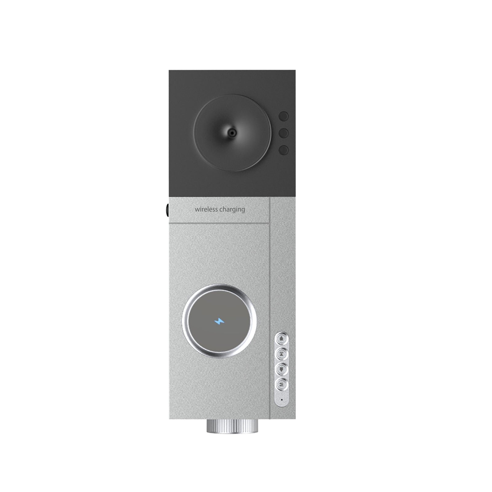 Roma Luxe Pod electric diffuser with silver black wireless charging speakerphone